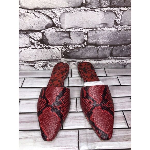 Vince Camuto Felinial Red Leather Snake Print Mule Flats Shoes Women 6M US/36.5 - Picture 8 of 16